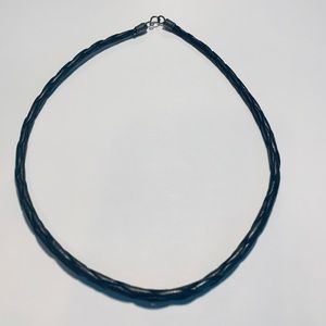Black Braided Leather Omega Necklace NWOT